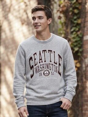 Hollister Seattle Washington Graphic Crewneck Sweatshirt Men’s Medium Relaxed